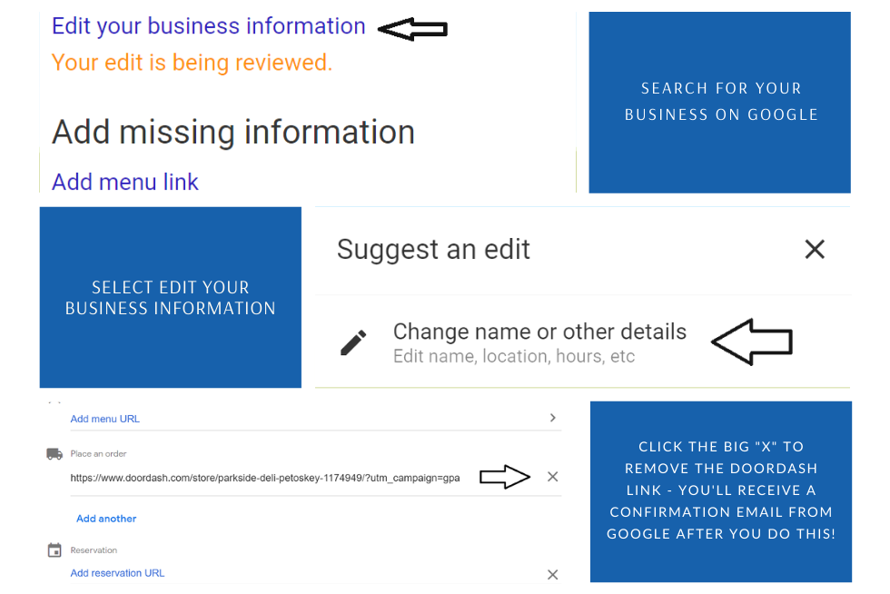 HOW TO REMOVE DOORDASH LINK FROM YOUR GOOGLE MY BUSINESS PROFILE 